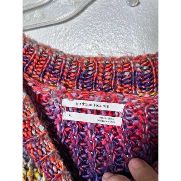 Anthropologie Women's Rainbow Knit Crew Neck Pullover Santiago Sweater Size XL - Picture 7 of 11